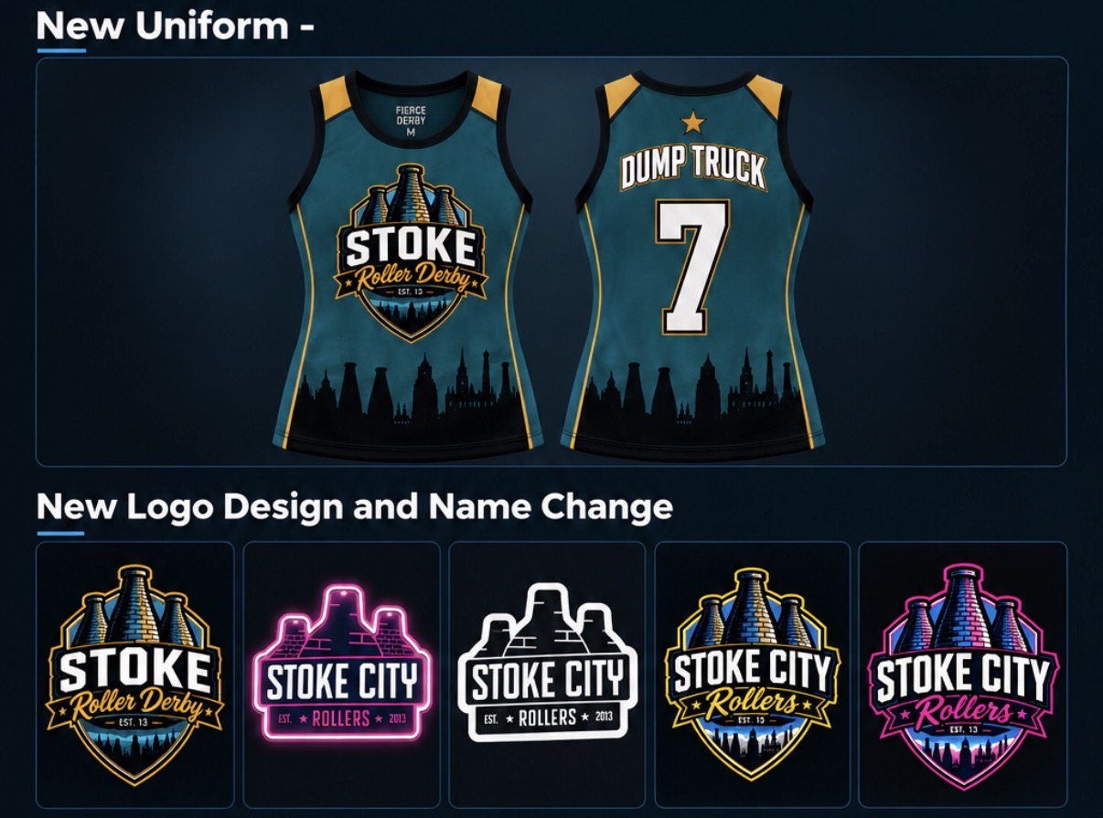 Stoke Roller Derby new uniform and logo design